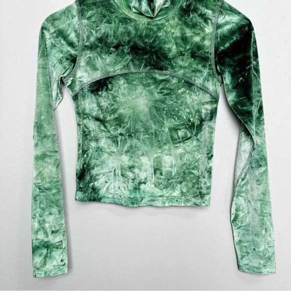 Aritzia Wilfred Free Womens Small Long Sleeve Burnt Velvet Green Tie Dye - Picture 3 of 13